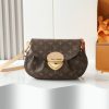 Sunset Handbag. Authentic quality luxury bag crafted in genuine leather comes with authenticity card, dust bag and gift bag. Timeless Elegance, Effortless Versatility. Lovers of the iconic Sunset handbag will be enchanted by this new edition in timeless Monogram coated canvas. Its vintage-inspired silhouette is elegantly accented with smooth leather and refined gold-toned hardware, including a signature tuck lock. Designed for versatility, it can be worn cross-body with the additional leather strap, styled over the shoulder, or carried gracefully by hand. Spacious enough to hold daily essentials, including a long wallet, this piece seamlessly blends classic charm with modern practicality.